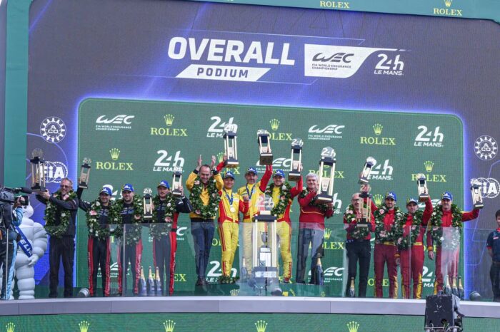 Ferrari vincitrice Le Mans 2025 Podio